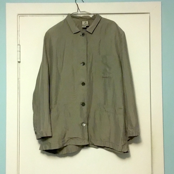 Vintage JJ Farmer 100% Lightweight Silk Jacket n Sand, XL - Picture 1 of 11